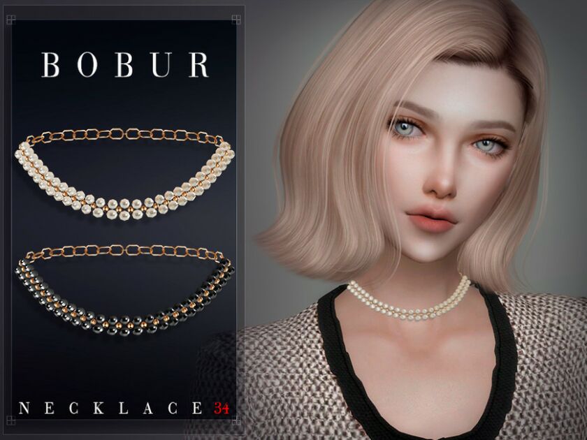 sims 4 cc pearl chain necklace by bobur3 2