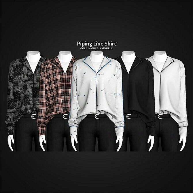 Piping Line Shirt By Gorilla Sims 4 CC