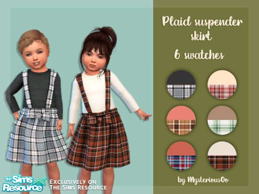 Plaid Suspender Skirt Sims 4 CC