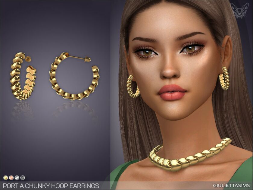 Portia Chunky Hoop Earrings By Feyona Sims 4 CC