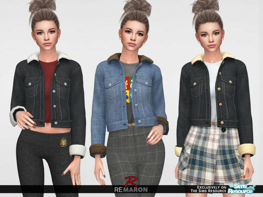 sims 4 cc remaron f denimjacket01 by remaron 2