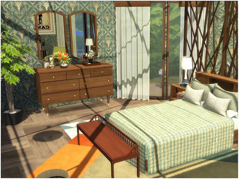 sims 4 cc retro bedroom by lotsbymanal 4