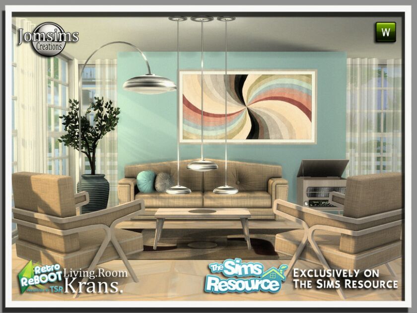 sims 4 cc retro reboot krans living room by jomsims 4