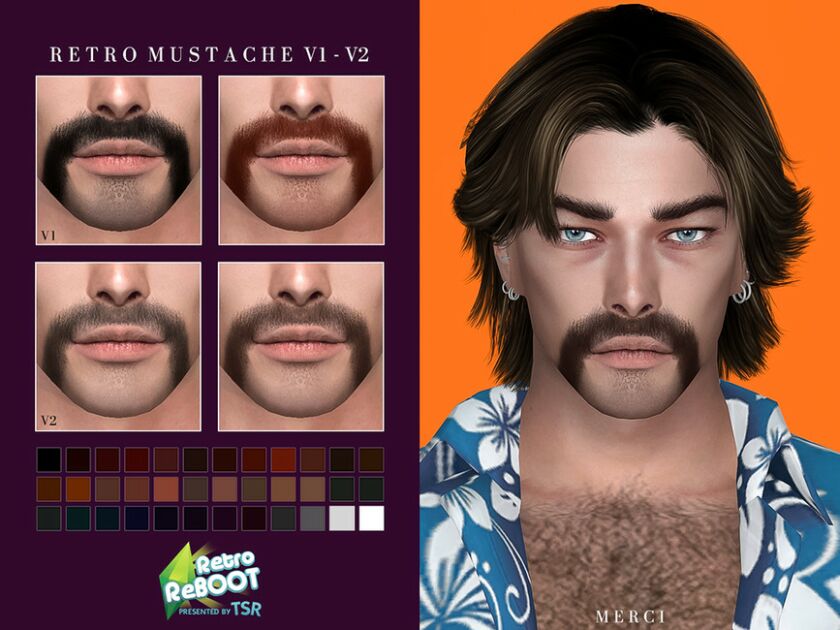 Retro Reboot Mustache V1-V2 By ‘-Merci-‘ Sims 4 CC