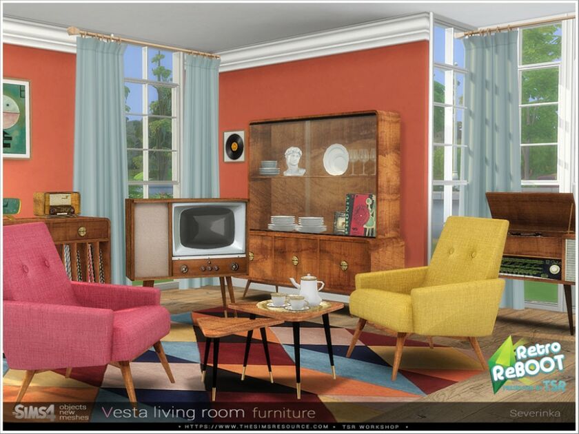 [Retroreboot] Vesta Livingroom Furniture By Severinka_ Sims 4 CC