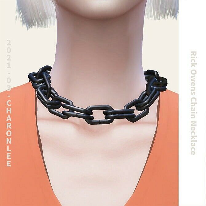 Rick Owens Chain Necklace By Charonlee Sims 4 CC