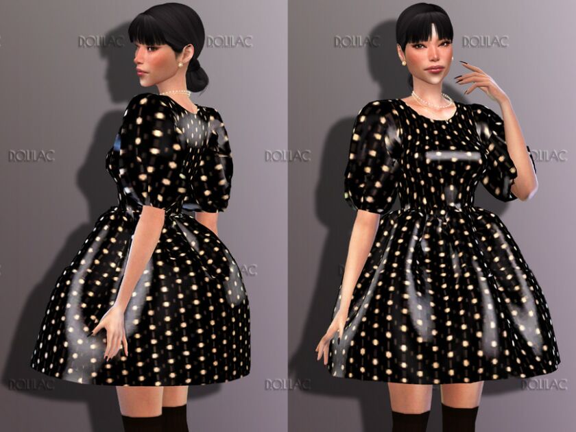 Satin Puffy Dress DO212 Sims 4 CC