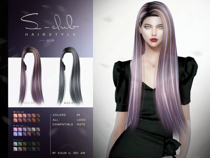 Sclub_Ll Hair_N91 By S-Club Sims 4 CC