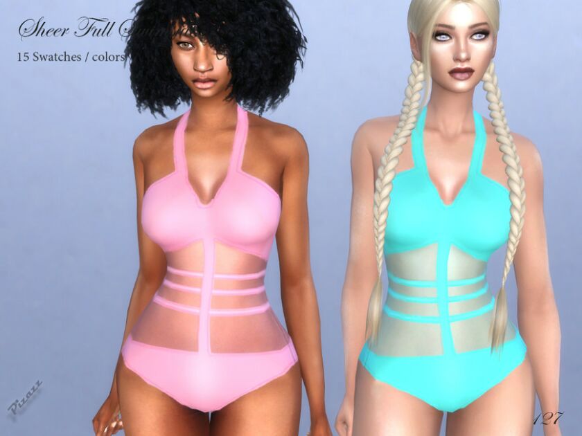 Sheer Full Swimsuit By Pizazz Sims 4 CC