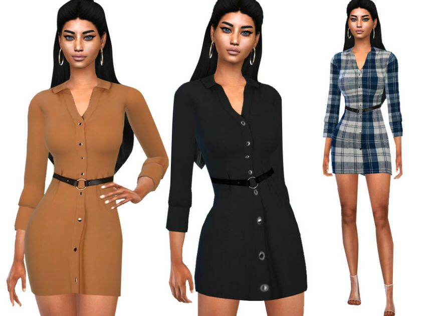 Shirt Dress With Belt By Saliwa Sims 4 CC