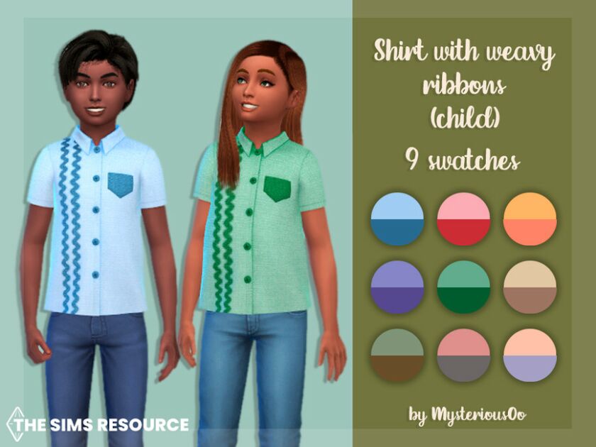 Shirt With Weavy Ribbons Child By Mysteriousoo Sims 4 CC