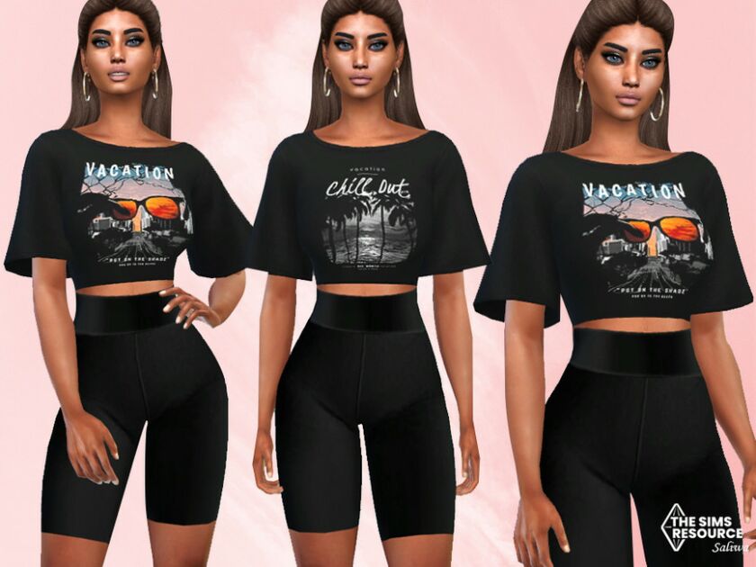 Short Sleeve Crop Tops By Saliwa Sims 4 CC