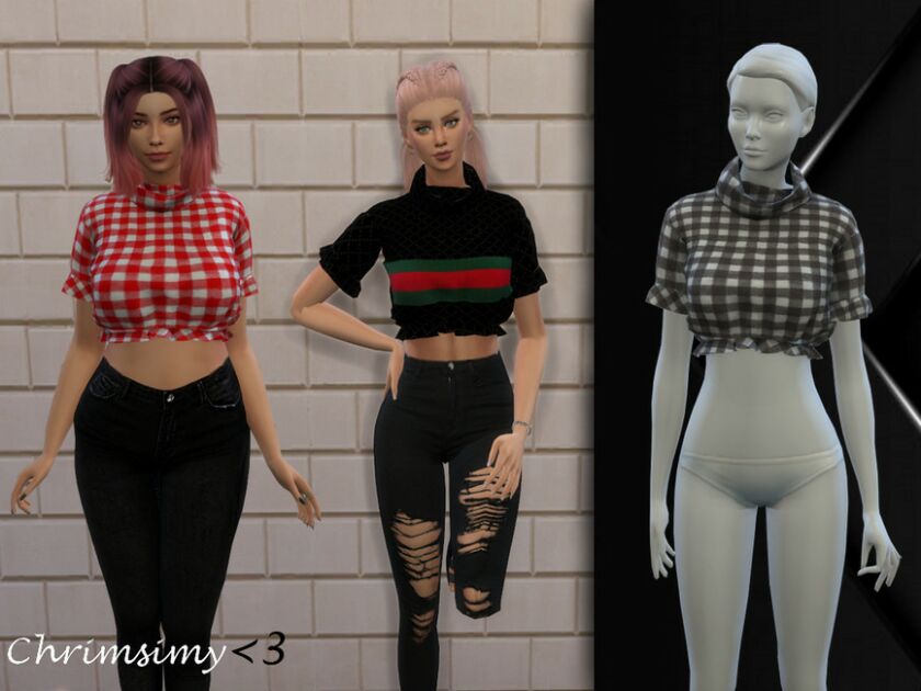 Short Sleeve Ruffle TOP By Chrimsimy Sims 4 CC