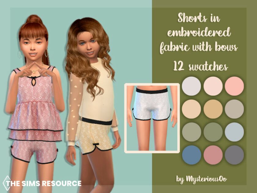 Shorts In Embroidered Fabric With Bows By Mysteriousoo Sims 4 CC