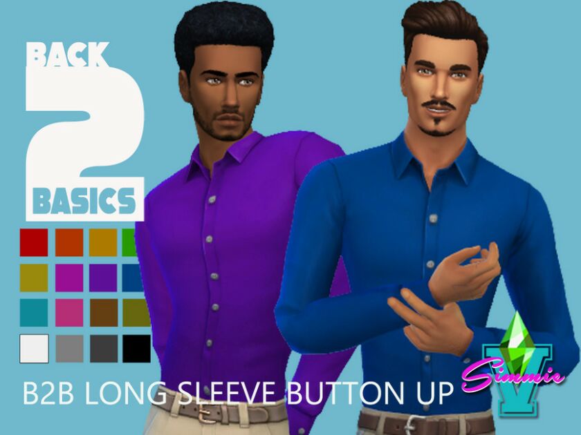 Simmiev B2B Long Sleeve Button UP By Simmiev Sims 4 CC