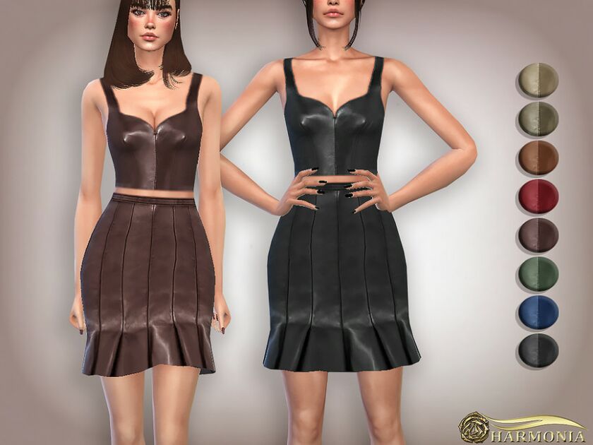 Sleeveless Vegan Leather Crop TOP By Harmonia Sims 4 CC