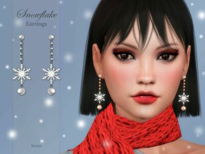 Snowflake Earrings By Suzue Sims 4 CC