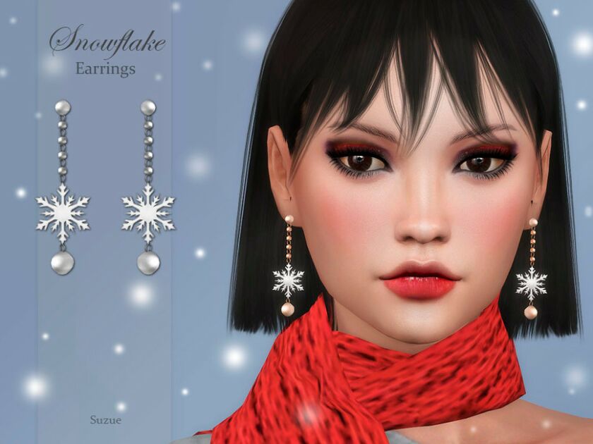 Snowflake Earrings By Suzue Sims 4 CC