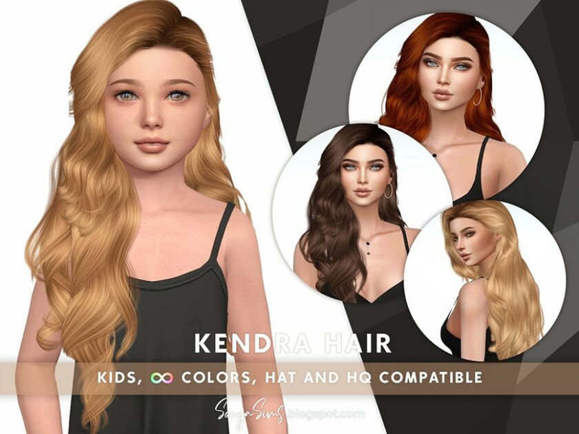 SonyaSims Kendra Hair Kids Sims 4 CC