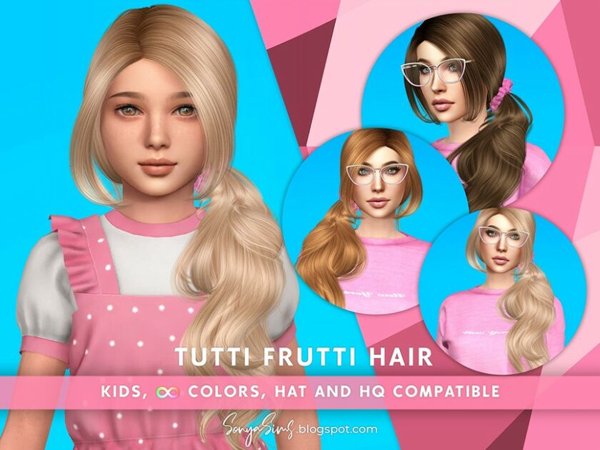 SonyaSims Tutti Frutti Hair For Kids Sims 4 CC