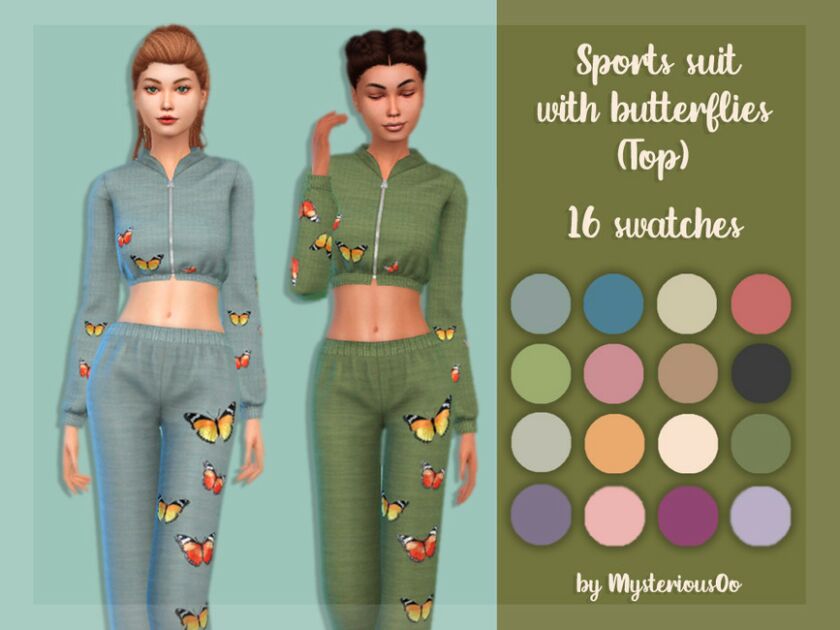 Sports Suit With Butterflies (TOP) By Mysteriousoo Sims 4 CC