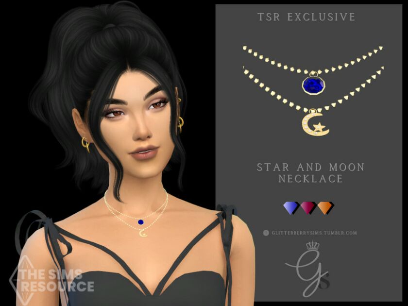 Star And Moon Necklace By Glitterberryfly Sims 4 CC