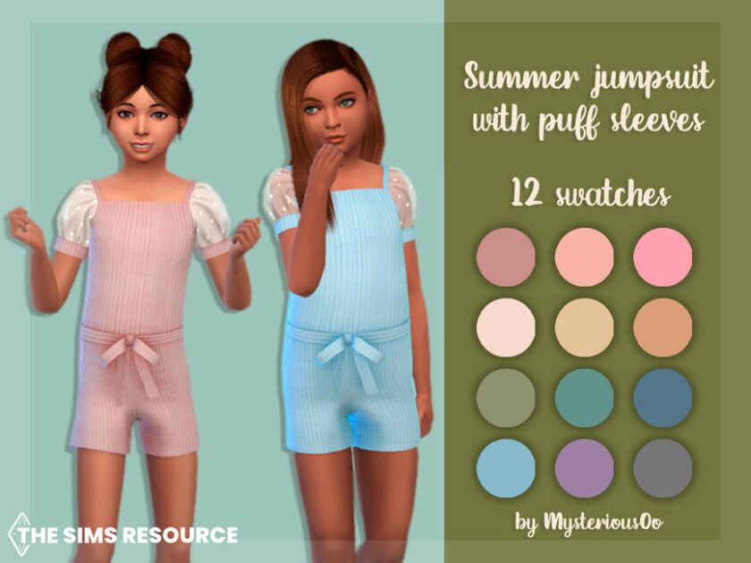 Summer Jumpsuit With Puff Sleeves By Mysteriousoo Sims 4 CC