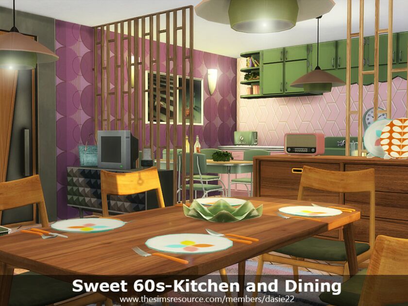 Sweet 60S-Kitchen And Dining By Dasie2 Sims 4 CC