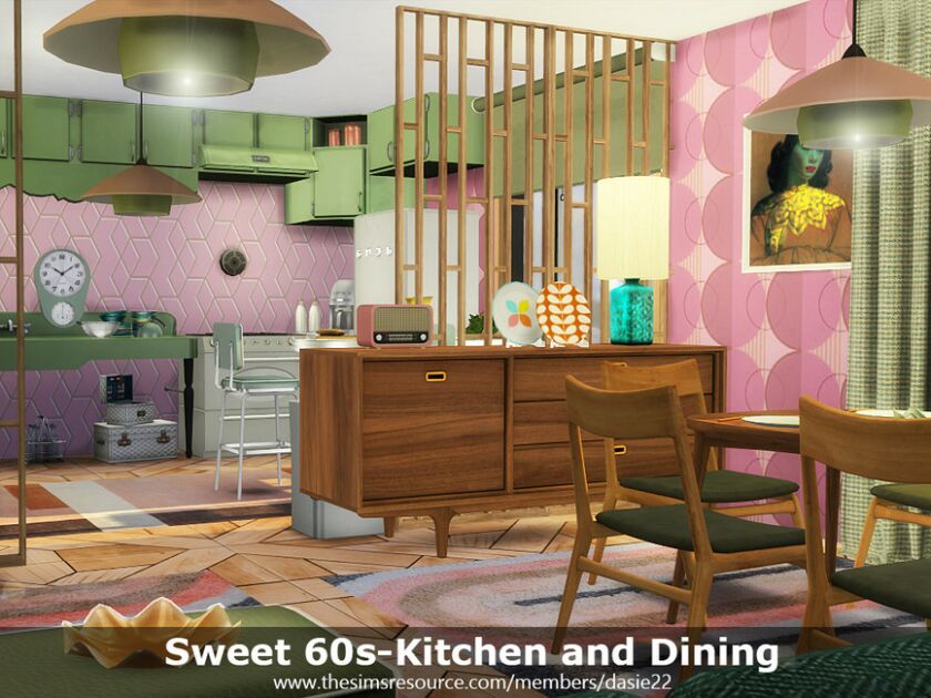 sims 4 cc sweet 60s kitchen and dining by dasie2 2