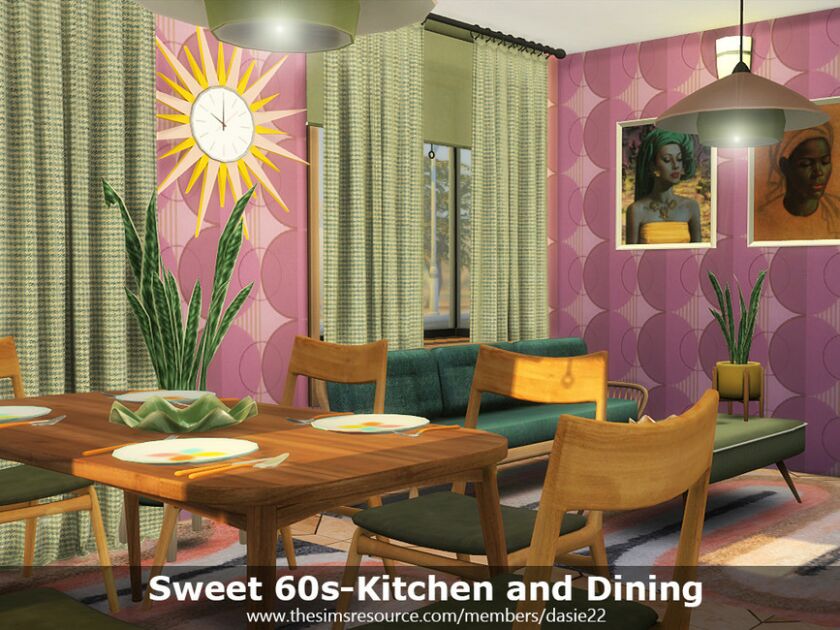 sims 4 cc sweet 60s kitchen and dining by dasie2 4