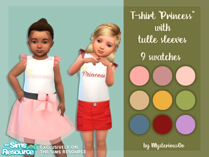 T-Shirt “Princess” With Tulle Sleeves By Mysteriousoo Sims 4 CC