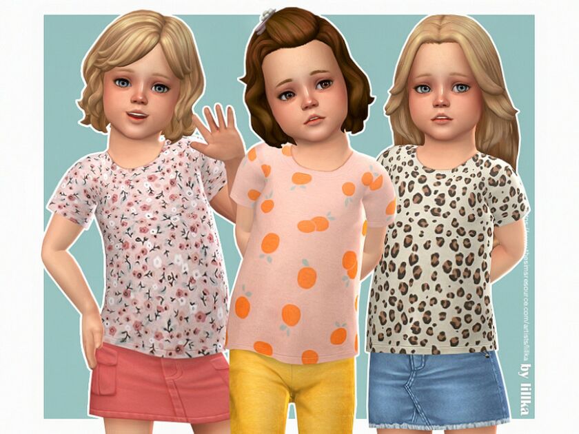 T-Shirt Toddler Girl P13 By Lillka Sims 4 CC