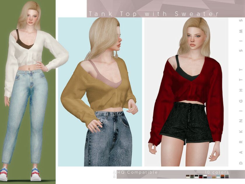 Tank TOP With Sweater Sims 4 CC