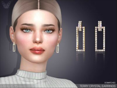 Terry Crystal Earrings By Feyona Sims 4 CC