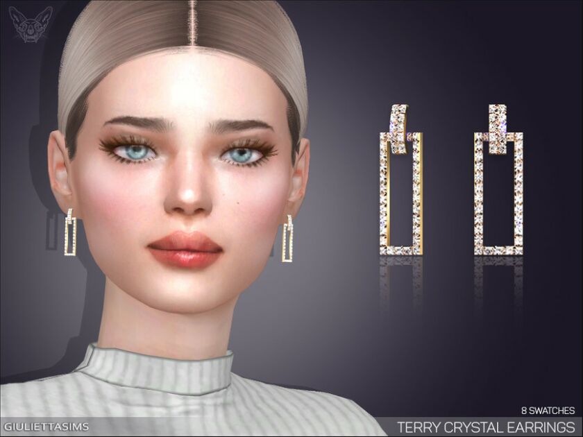 Terry Crystal Earrings By Feyona Sims 4 CC