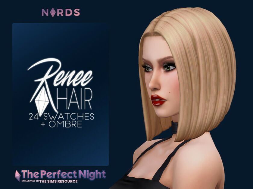 The Perfect Night – Renee Bob Hair And Ombre Sims 4 CC