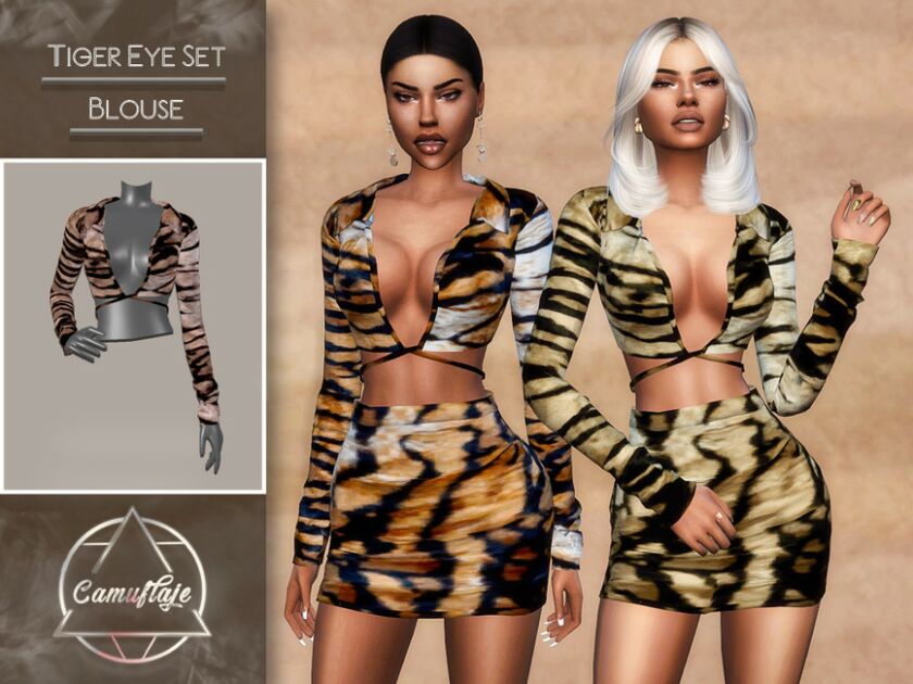 Tiger EYE SET – Blouse By Camuflaje Sims 4 CC