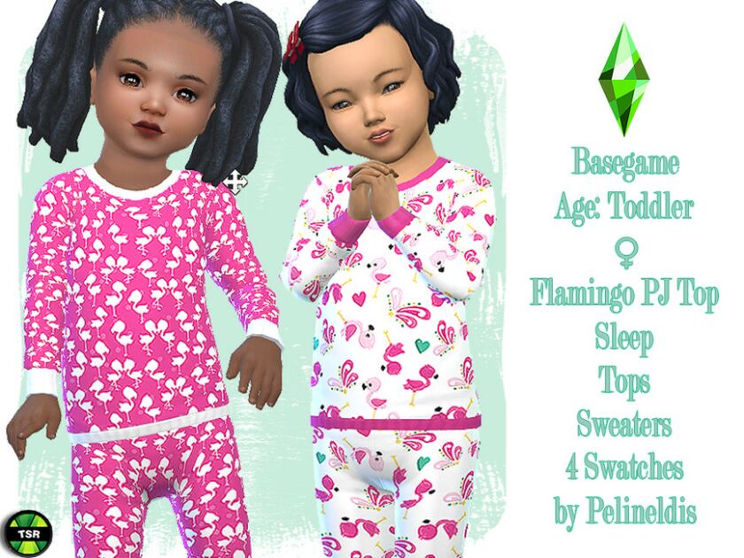 Toddler Flamingo Pyjamas TOP By Pelineldis Sims 4 CC