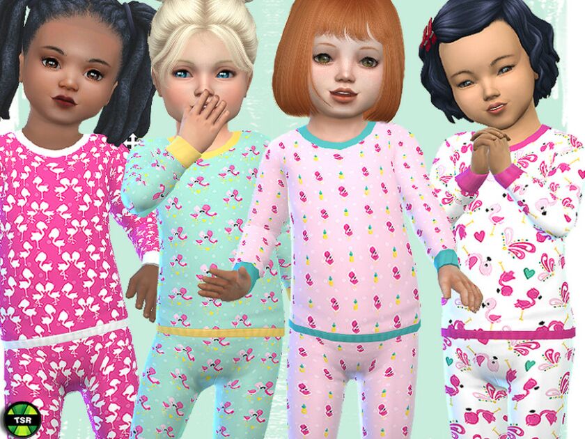 sims 4 cc toddler flamingo pyjamas top by pelineldis 2