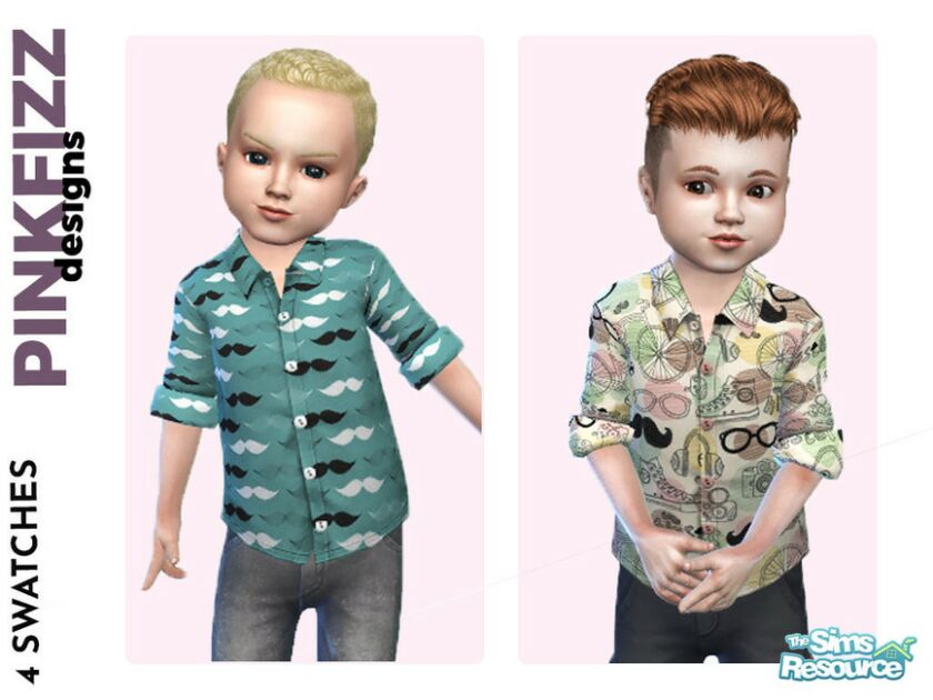 Toddler Short-Sleeved Shirt By Pinkfizzzzz Sims 4 CC