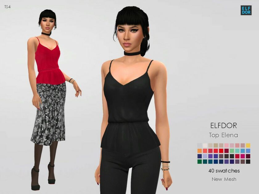 TOP Elena By Elfdor Sims 4 CC