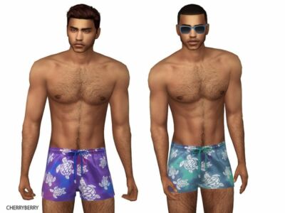 Tropical Turtle Swim Shorts By Cherryberrysim Sims 4 CC