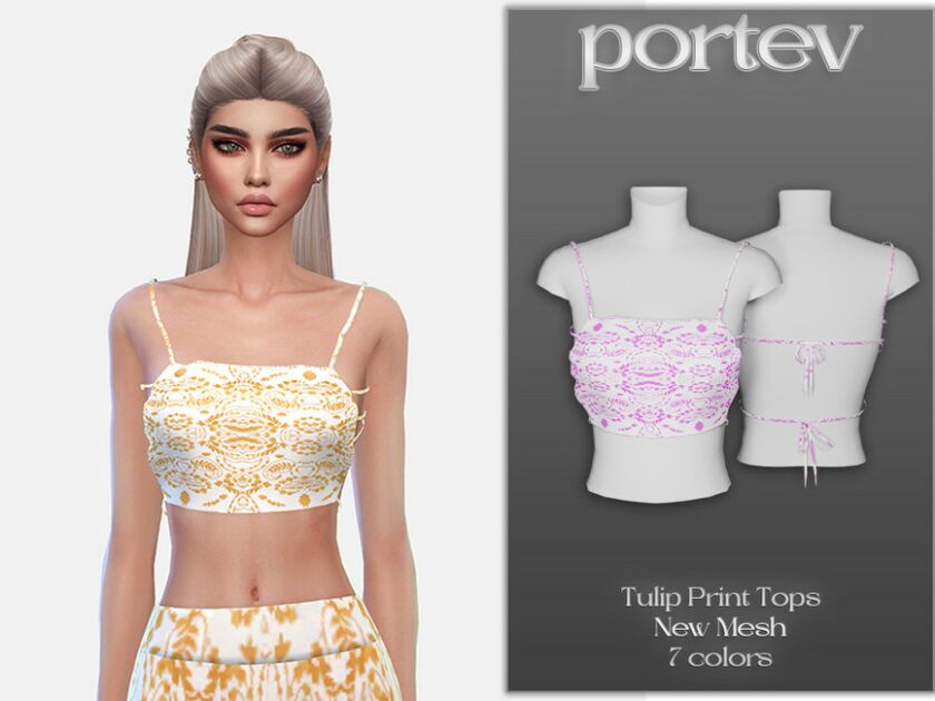 Tulip Print Tops By Portev Sims 4 CC