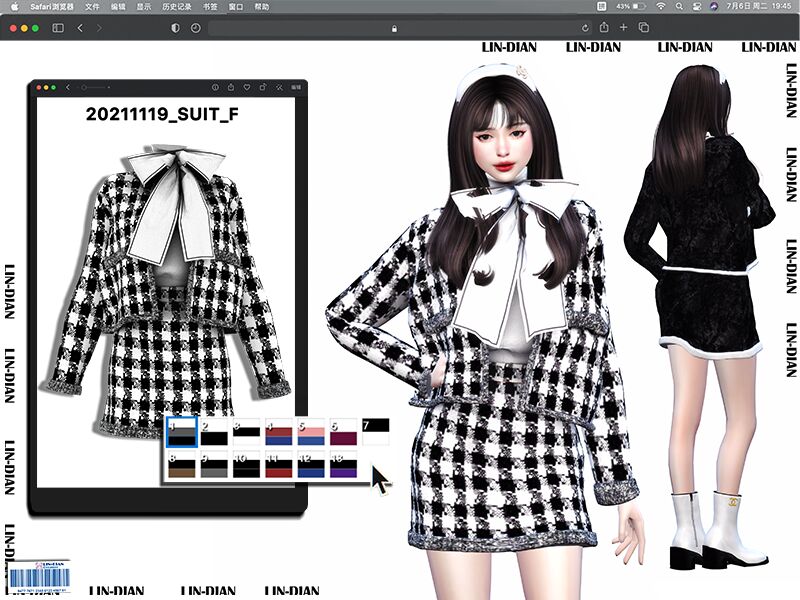 Tweed Coat Two-Piece SET Sims 4 CC