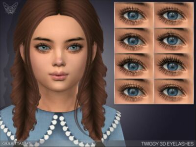 Twiggy 3D Eyelashes For Kids Sims 4 CC