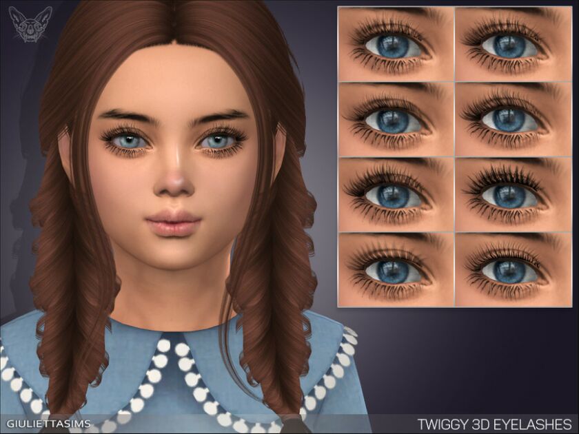 Twiggy 3D Eyelashes For Kids Sims 4 CC