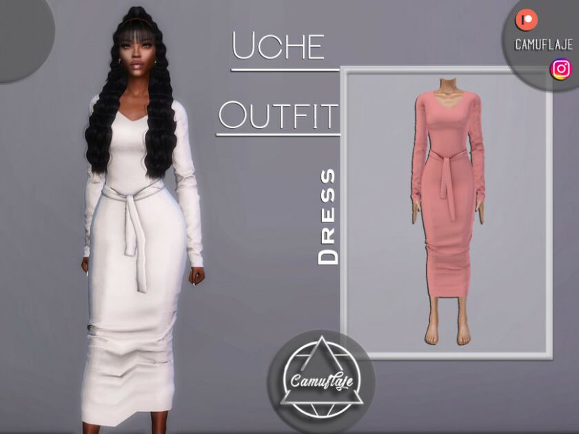 Uche Outfit – Dress By Camuflaje Sims 4 CC