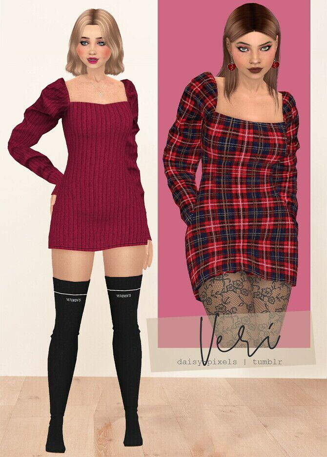 Veri Dress + Lace Tights Sims 4 CC