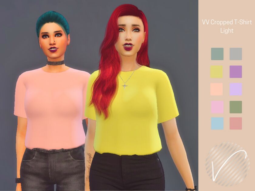 VV Cropped T-Shirt – Light By Heyitsvern Sims 4 CC