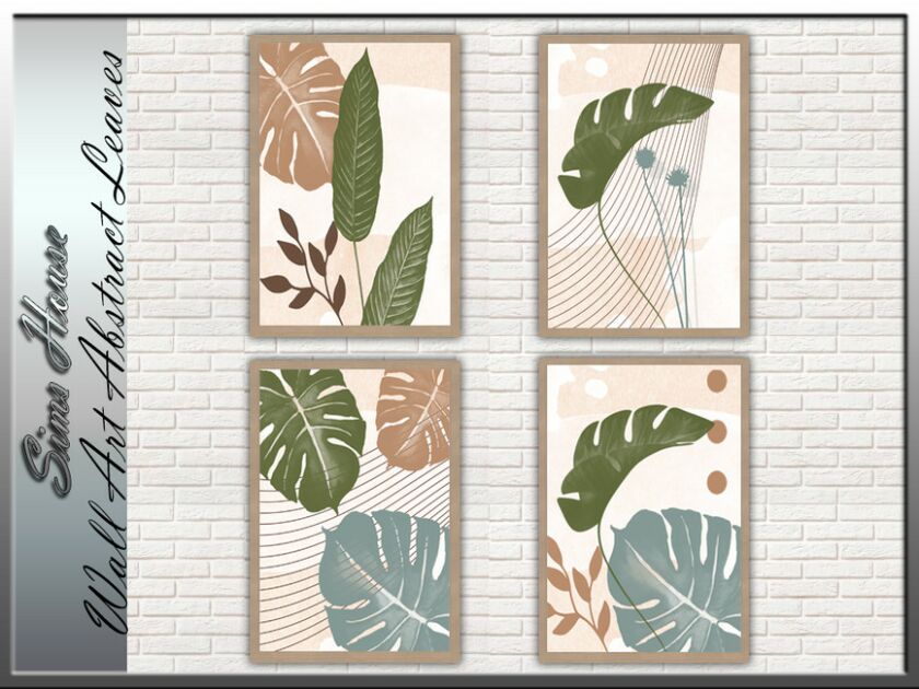 Wall ART Abstract Leaves Sims 4 CC